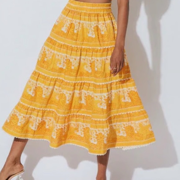 Cleobella - Floral Marigold Midi Skirt - Size: Small